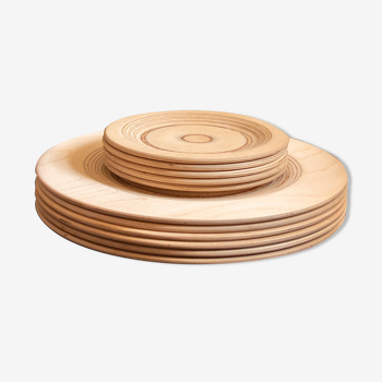 Set of birch wood plates by Eero Saarinen for Keuruu 60s