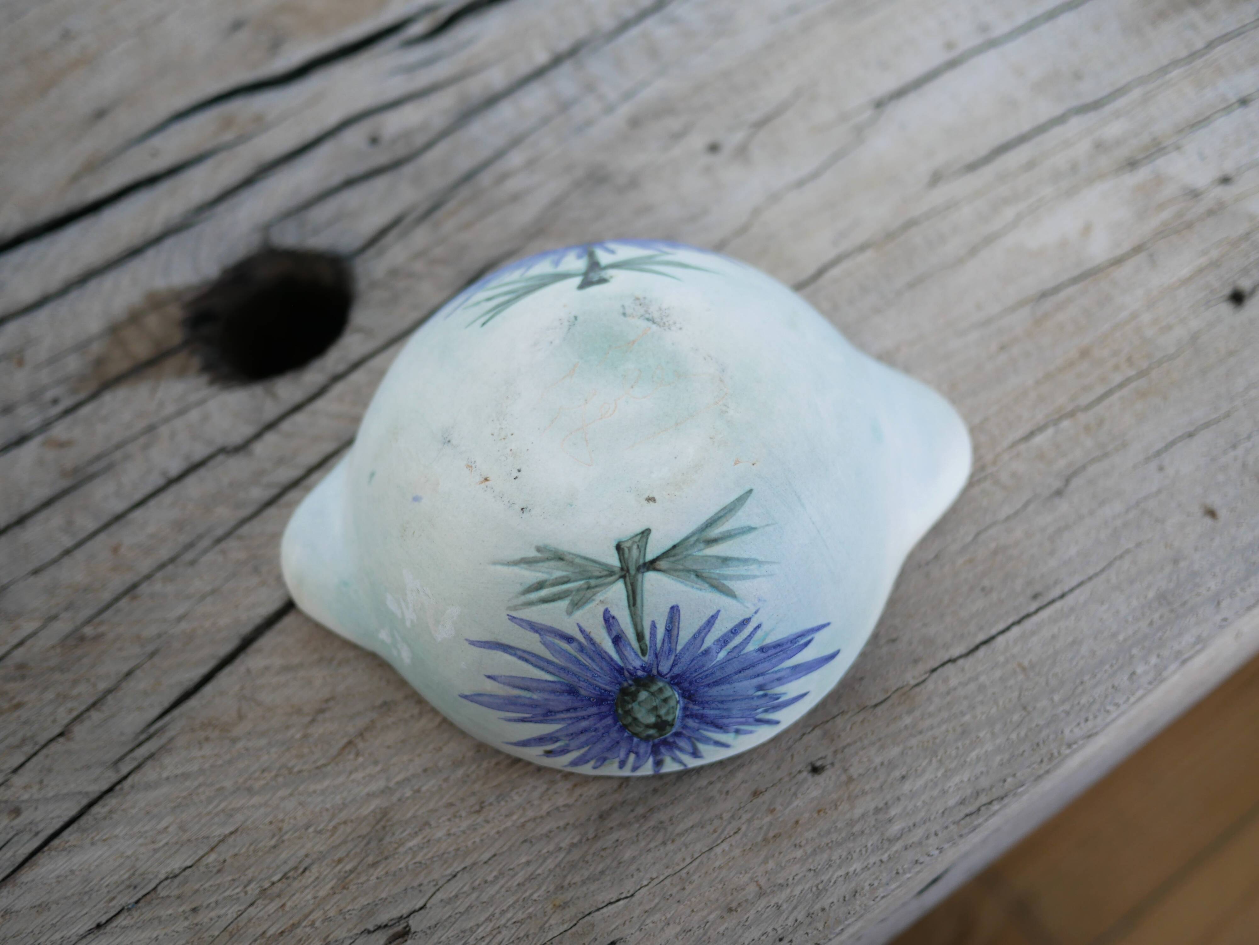 Pair of vintage ceramic thistle bowls by Marie Madeleine Jolly