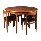 Retro Teak 1960s Round Dining Table & Four Space Saving Chairs By Nathan