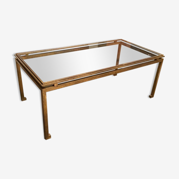 Gilded bronze coffee table 1950 Maison Ramsay Far Eastern style base