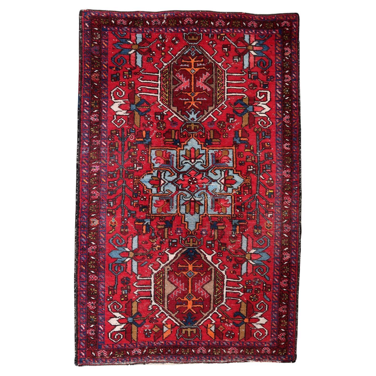 Handmade antique Persian Karajeh rug 90cm x 143cm, 1920s