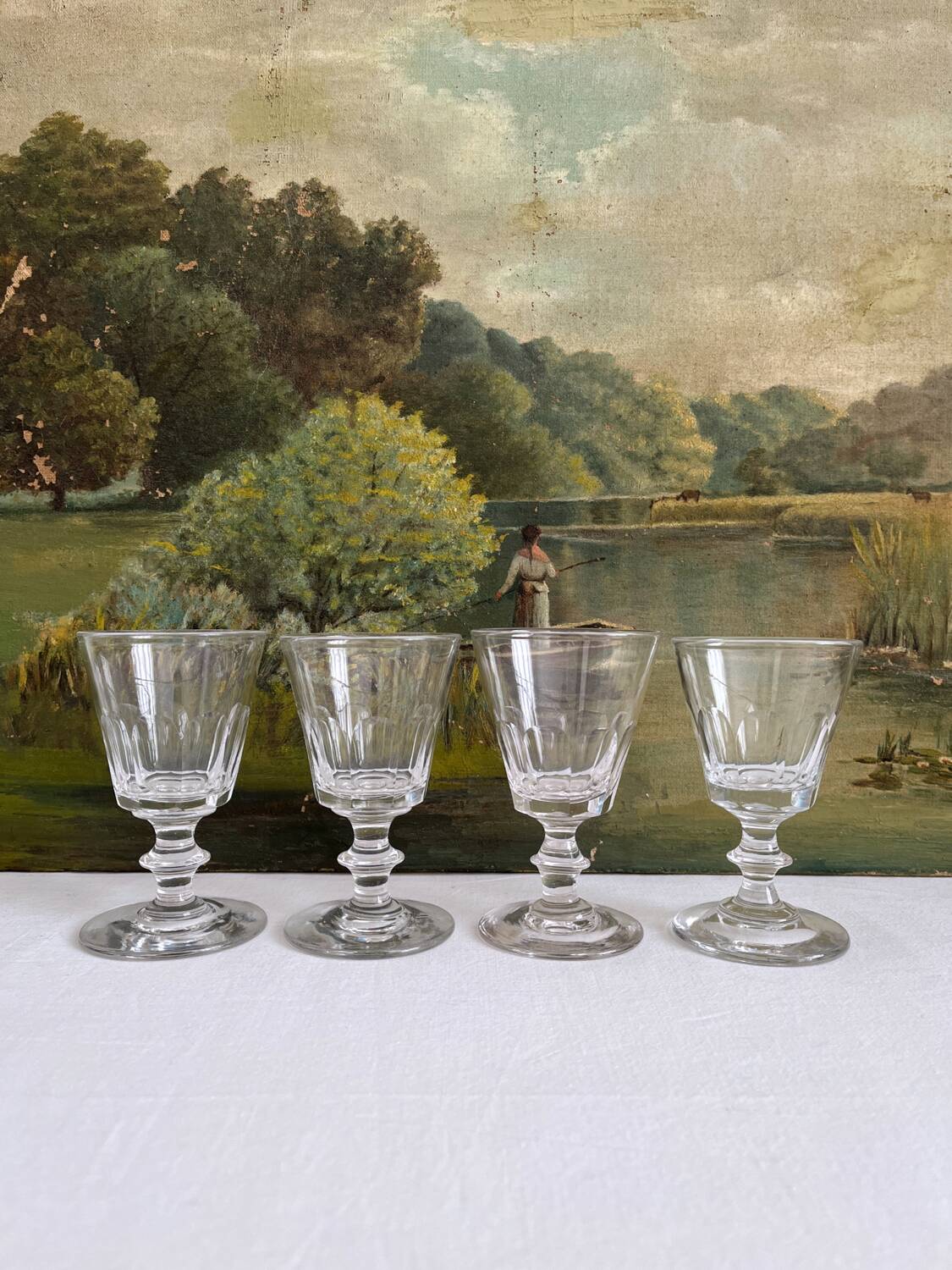 4 antique crystal wine glasses Caton Saint Louis Baccarat