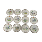 12 assiettes à dessert Gien châteaux de la Loire