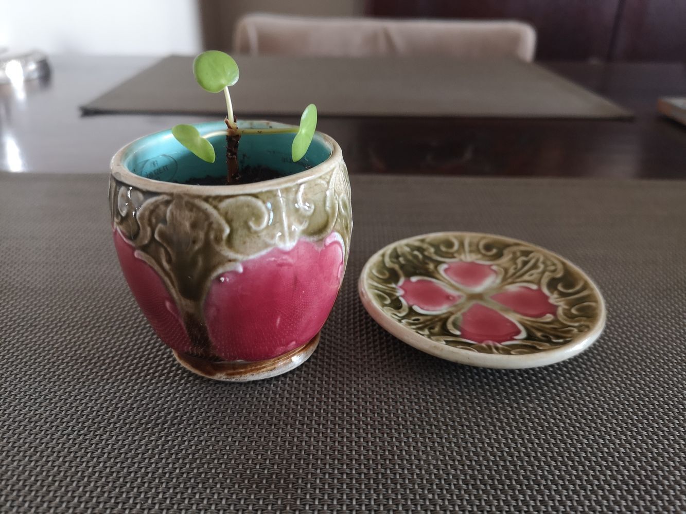 Cup and saucer in glazed ceramic end 19th