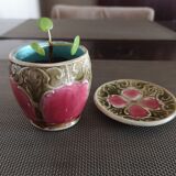Cup and saucer in glazed ceramic end 19th