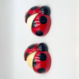 Pair of Lucinelle Ladybug Lamps by Vitrac – Wall/Table, 1970s France