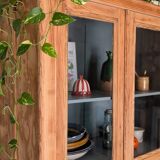 Old glass-fronted wooden library – blue interior