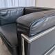 Set of 2 Mid-century Black Leather Lounge Chairs / Italian Design Armchairs