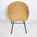 1960s Wicker Chair Woven Armchair Mid-Century