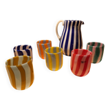 6 glasses and a Murano carafe