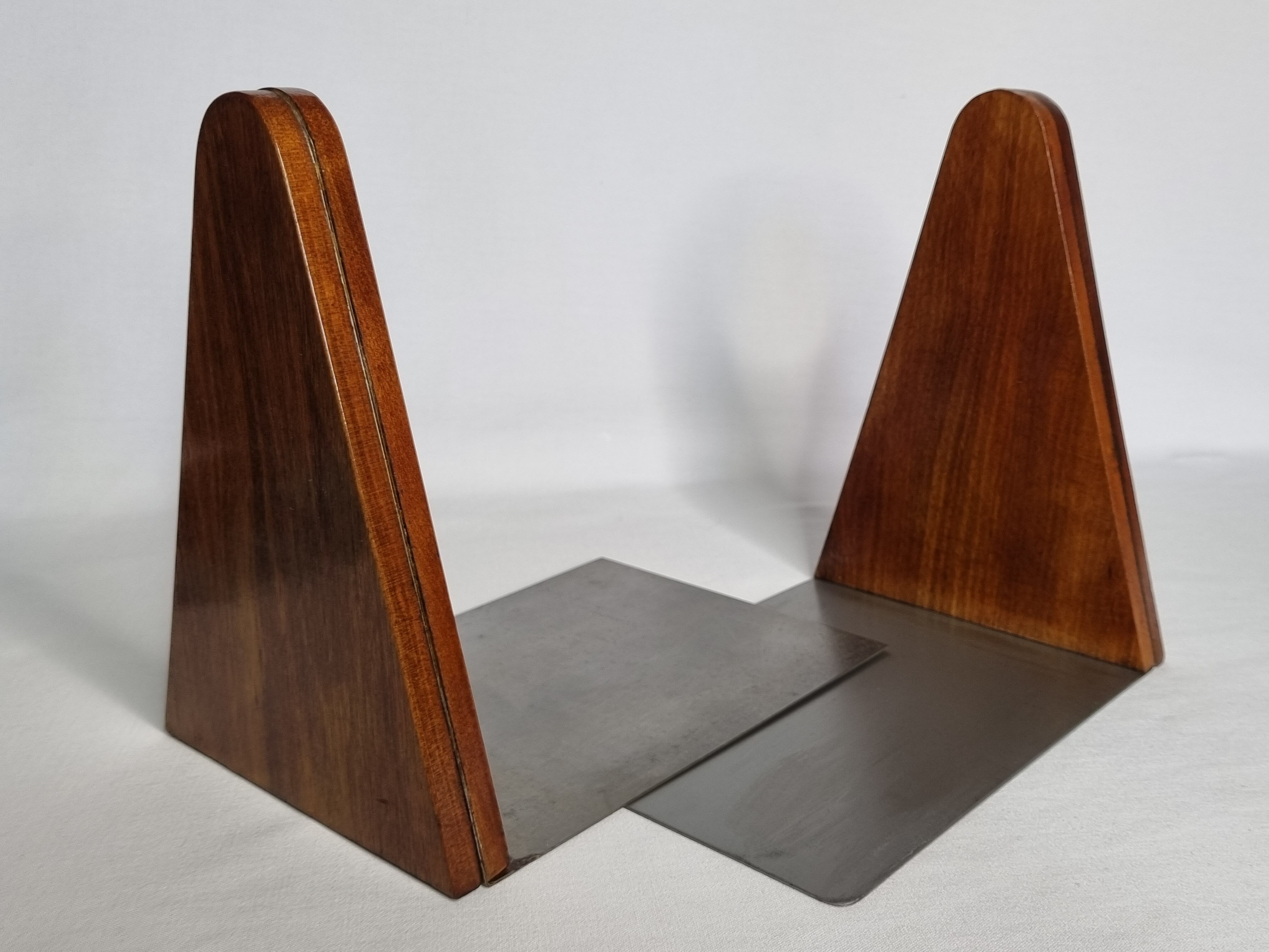 Pair of greenhouse books in wood and metal art deco, 21 cm