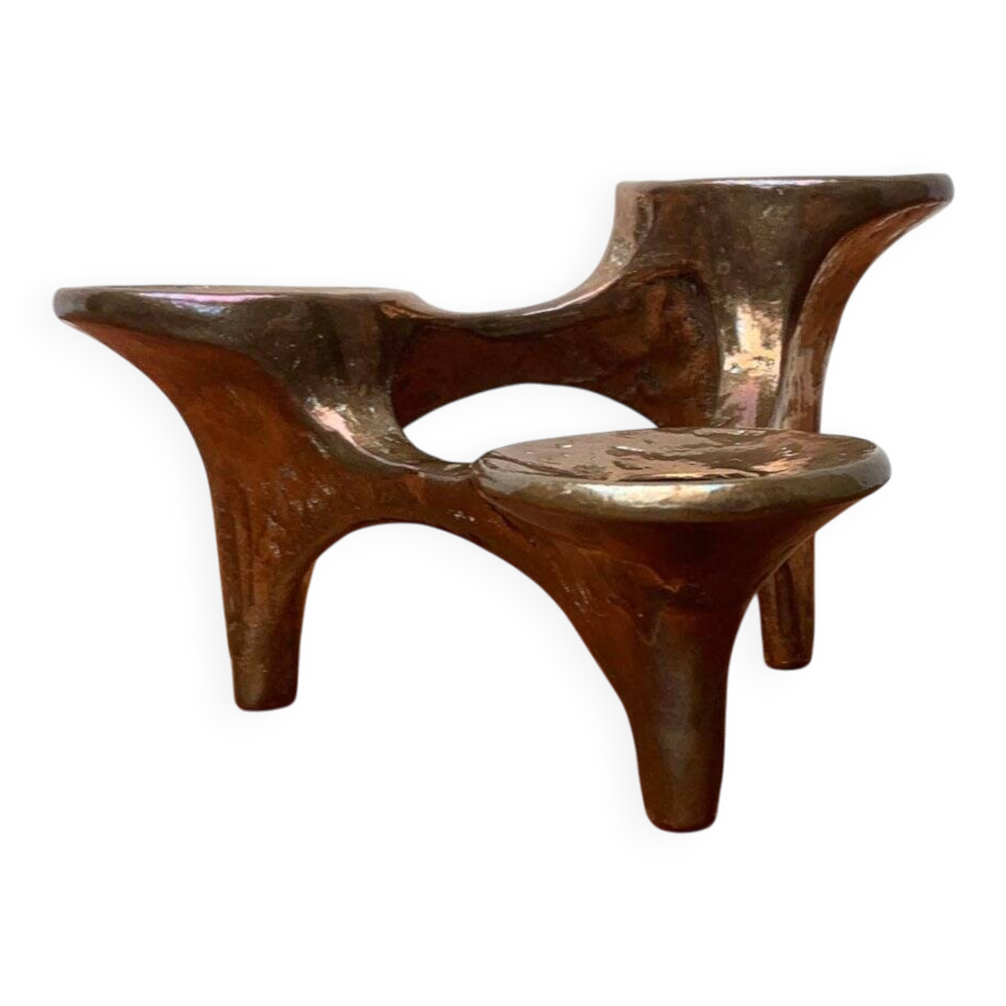 Vintage German brutalist metal candlestick by Harjes