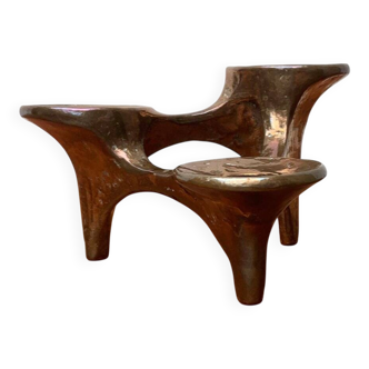 Vintage German brutalist metal candlestick by Harjes