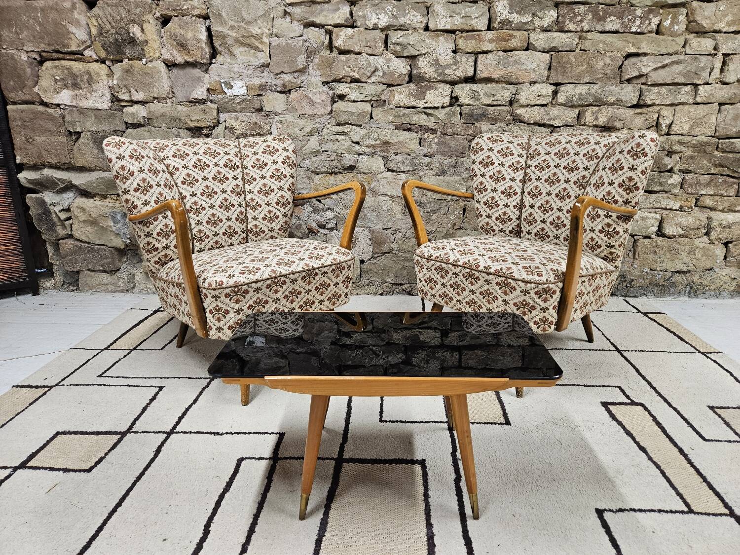 Pair of 1960 flowered armchairs