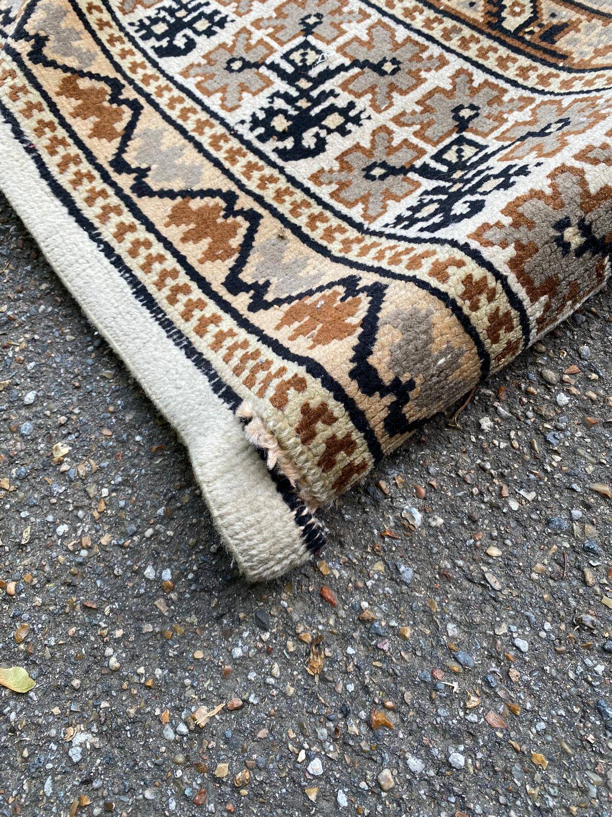 Large Persian rug beige brown wool knotted handmade 250x350cm