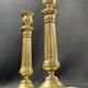 Pair of 19th century gilt bronze candlesticks with fluted shafts, Restoration