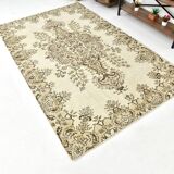 Turkish Light Green & Cream Vintage Rug, 162x259Cm