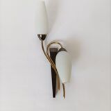 Lunel 1960 wall lamp, opaline, metal and golden brass