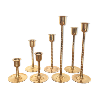 Série de 7 bougeoirs scandinaves en laiton