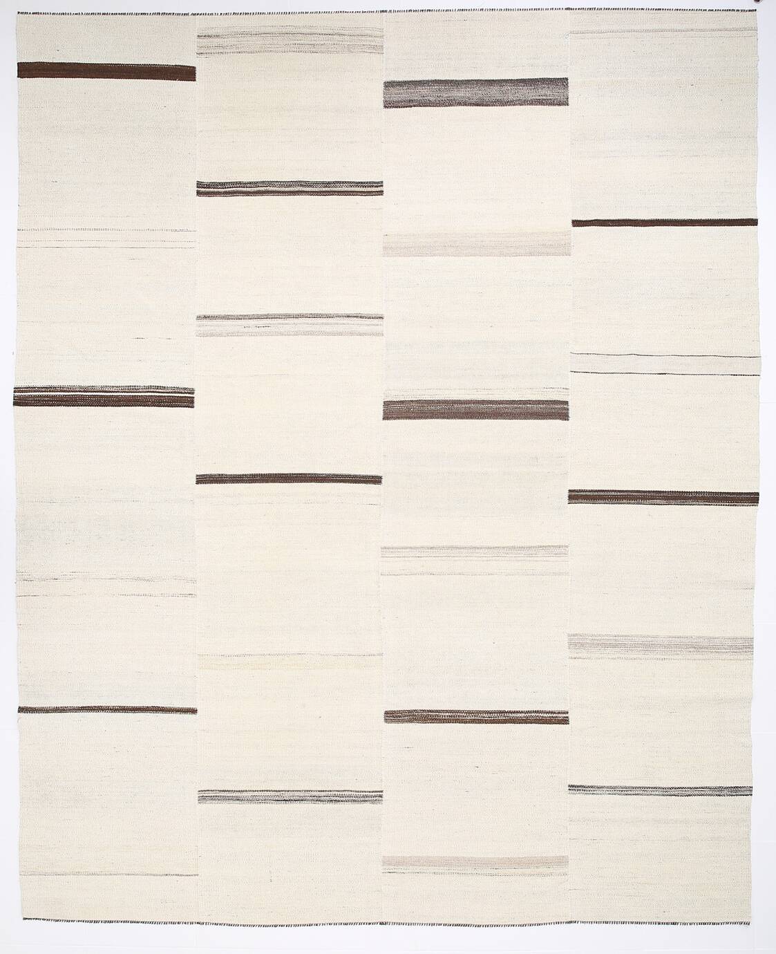 9x11 Beige & Light Brown Handwoven Kilim Rug For Living Room, 262x338 Cm