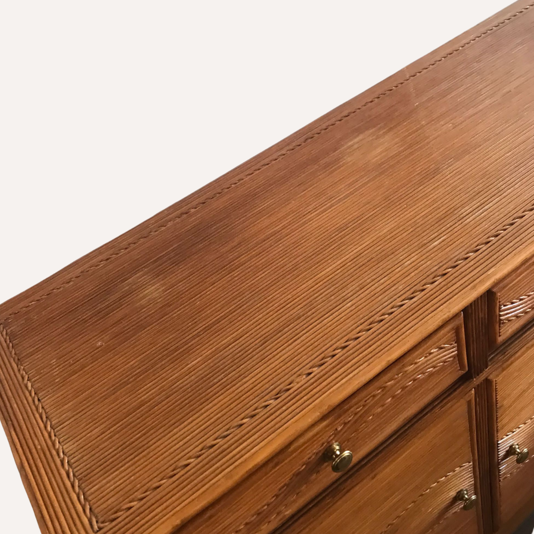 Pencil or split reed rattan wicker side board cabinet, Vivai del Sud