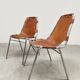 Vintage Italian design Les Arcs chairs camel leather Charlotte Perriand for Dal Vera 1970s