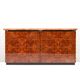 Italian drawer credenza in high gloss burl and brass, Italy, 1970s