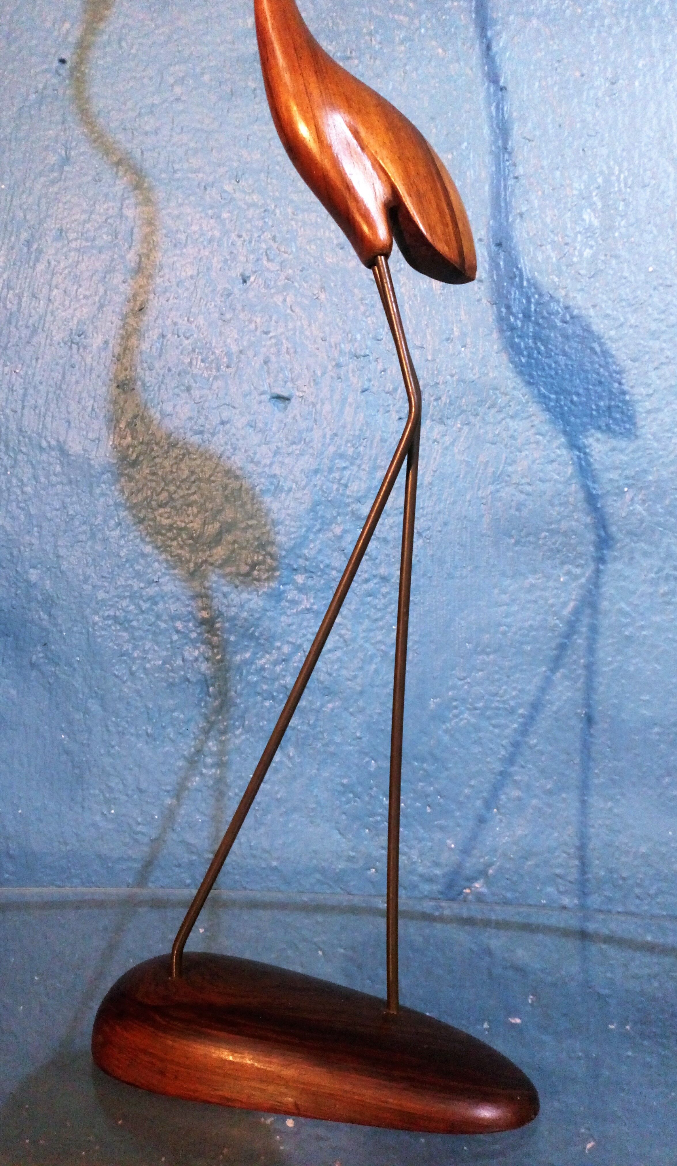 Rosewood statuette "Heron" 1960s