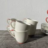 8 tasses en porcelaine fine blanche de Limoges Art déco