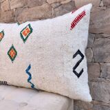 Handmade white Moroccan cushion cover (60x40 cm) for Kilim rugs, cushion cover,