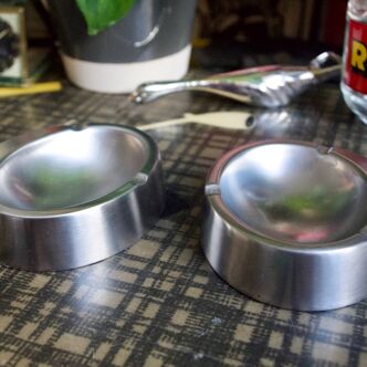 Pair of industrial design metal ashtrays