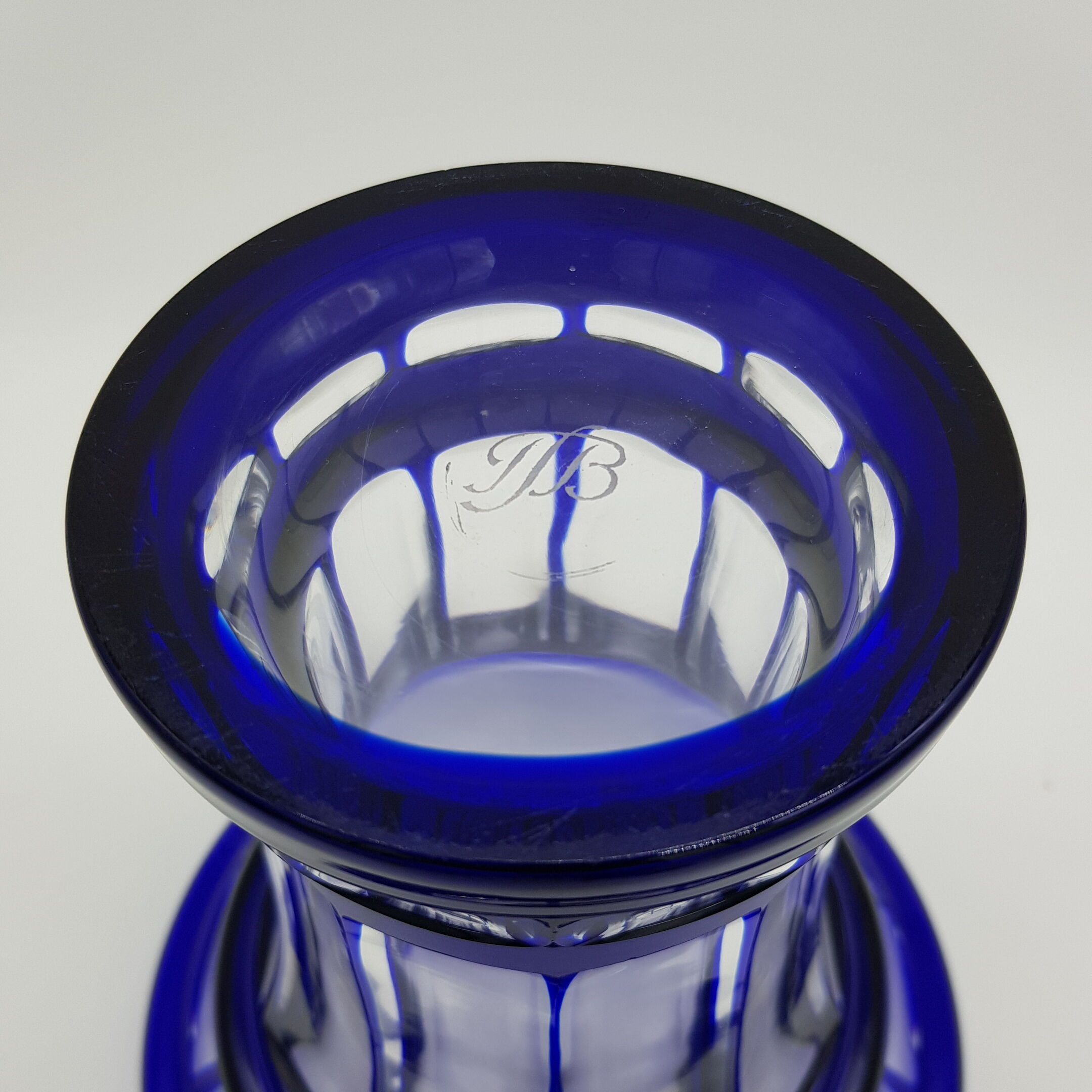 Cobalt blue cut crystal vase