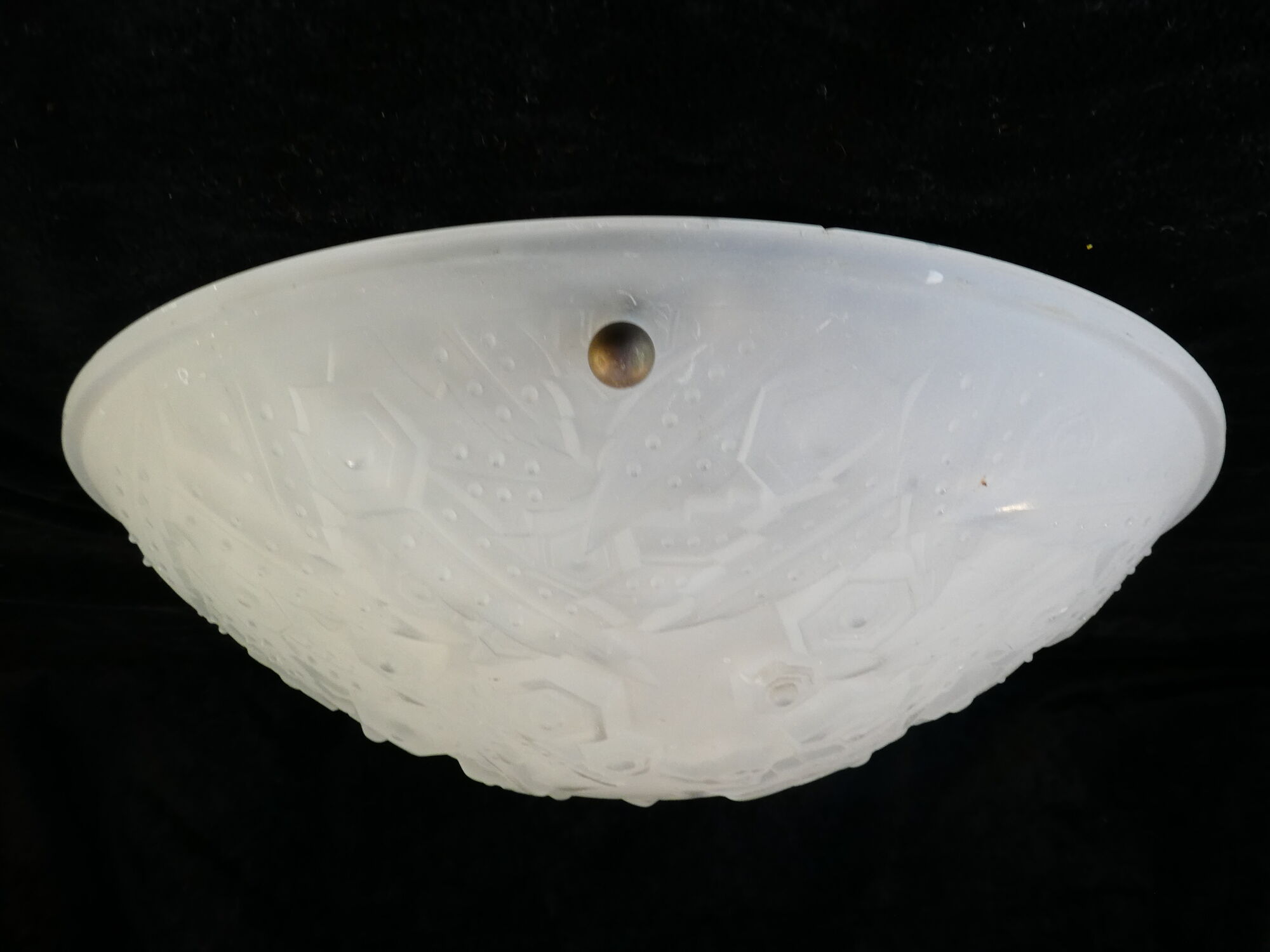 Pendant lamp washbasin art deco pressed molded glass muller freres luneville
