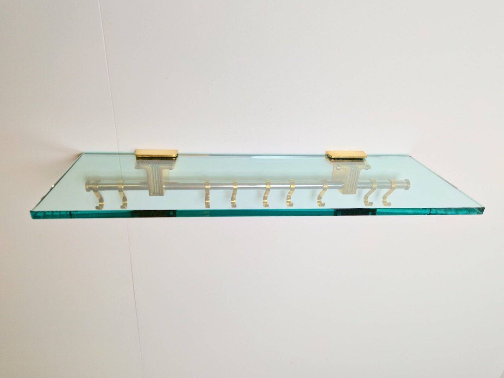 Brass and Glass R14G Wall-Mounted Coat Rack from Peter Ghyczy, 1980s