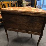 Demi-Lune commode in Louis XVI style with two drawers and veneer.