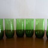 8 verres eau en verre soufflé vintage verts