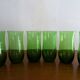 8 glasses water blown glass vintage green