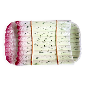 Vintage Majolica Asparagus Server - 1960s French Ceramic