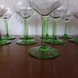 12 glasses liquor in crystal foot green grape pattern