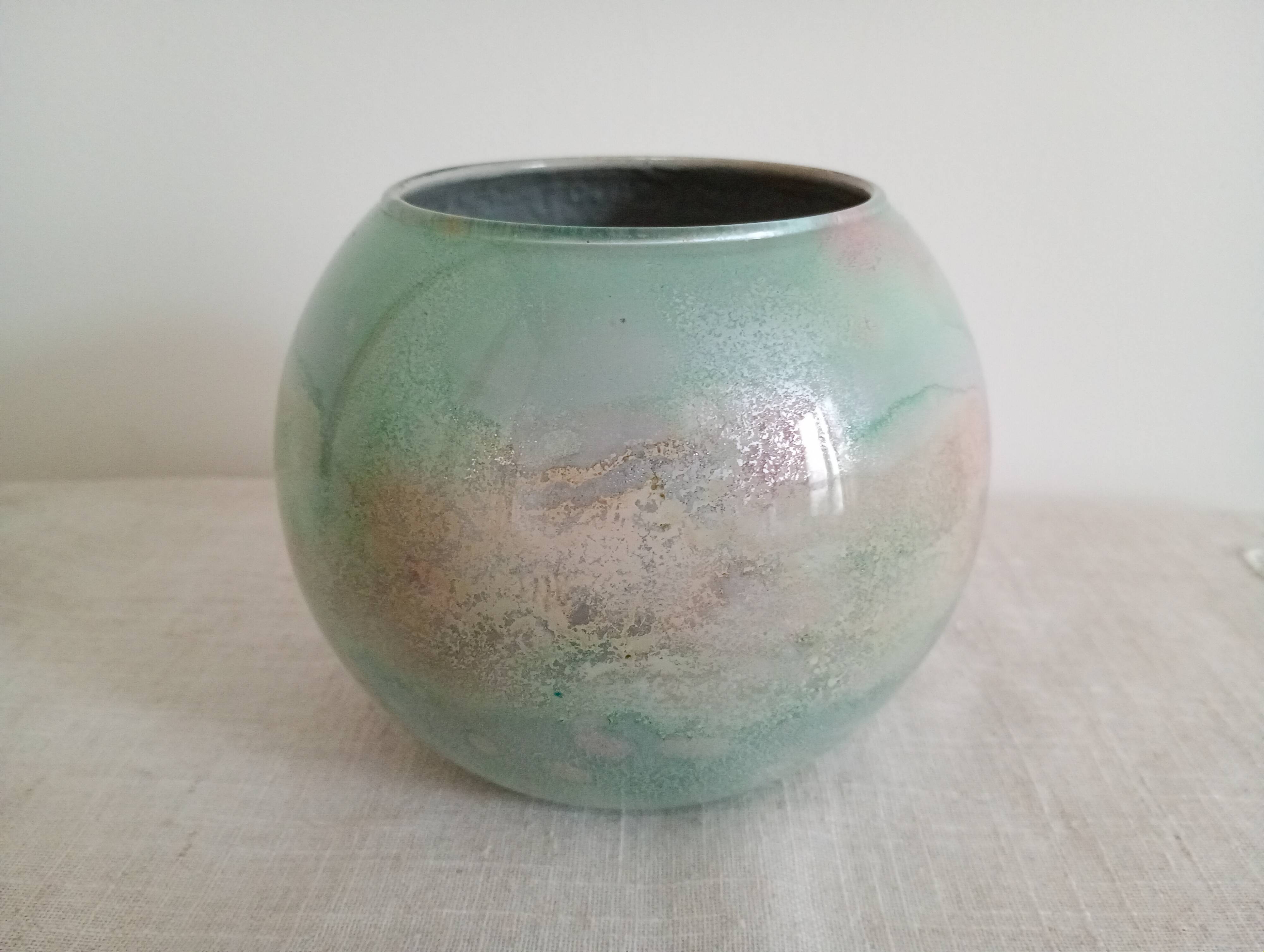 glossy glass round vase signed Jean Noel Bouillet