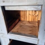 Meuble de metier établi années 40 patiné bleu