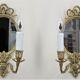 Pair Applique Mirror in Gilded Bronze Style Louis XVI