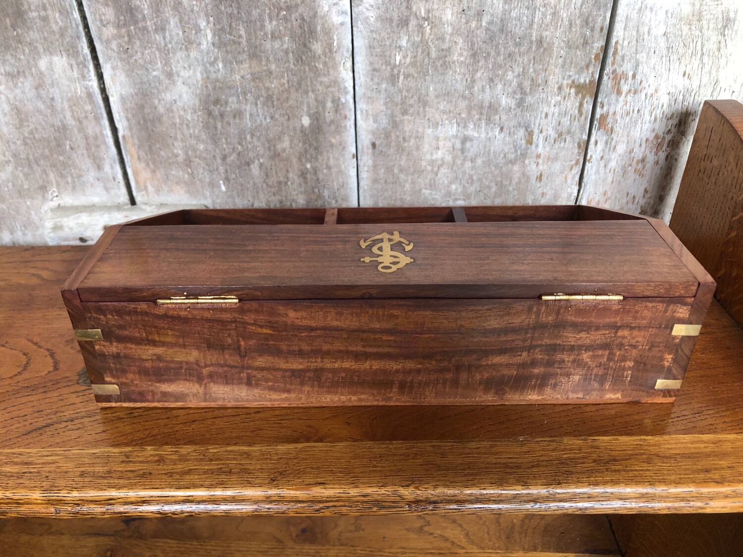 Organisateur De Bureau Bois & Laiton Rangement Style Marine Vintage