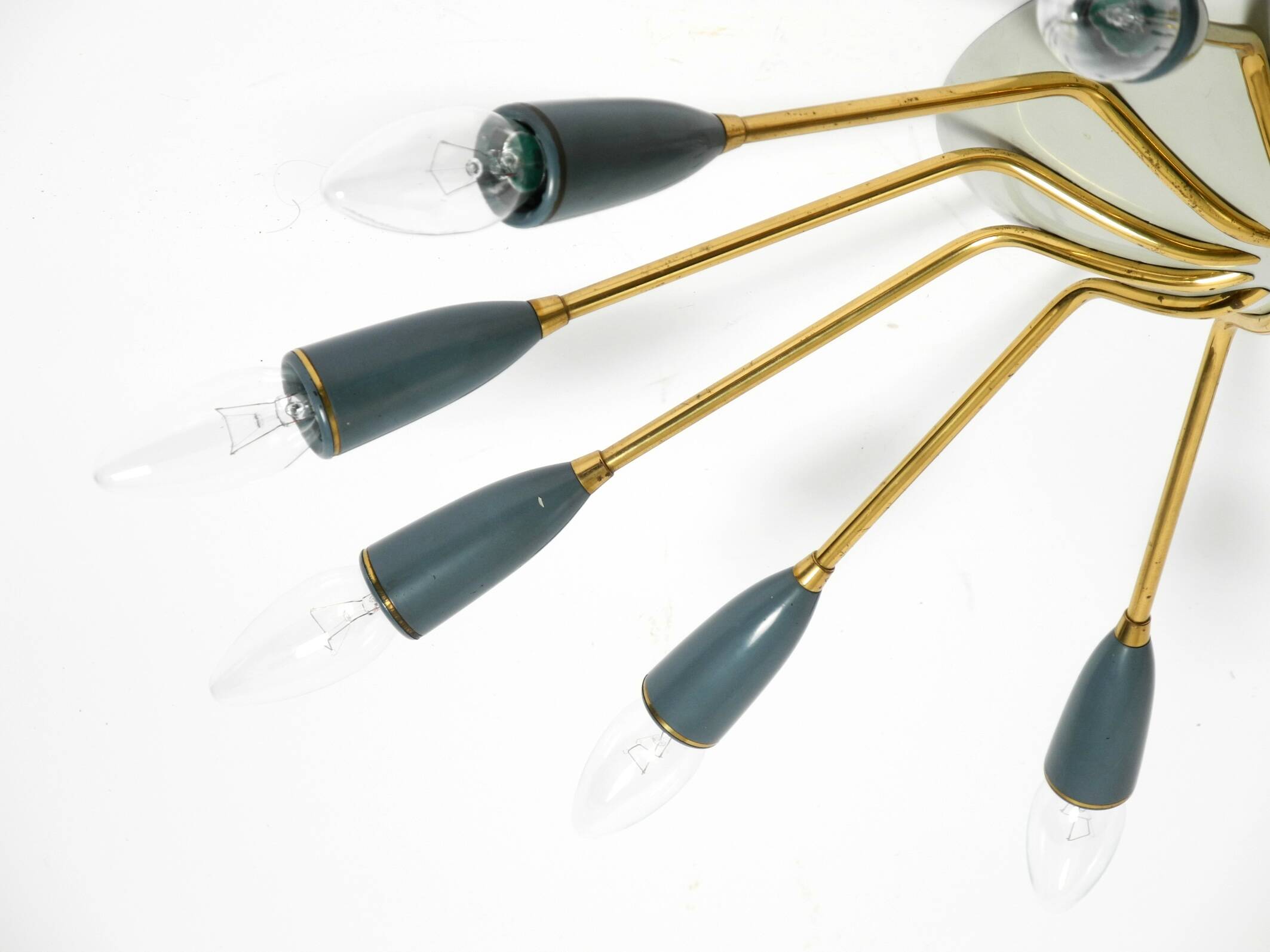 Very nice large 12-armed Mid Century Modern Brass Sputnik ceiling lamp