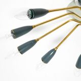 Very nice large 12-armed Mid Century Modern Brass Sputnik ceiling lamp