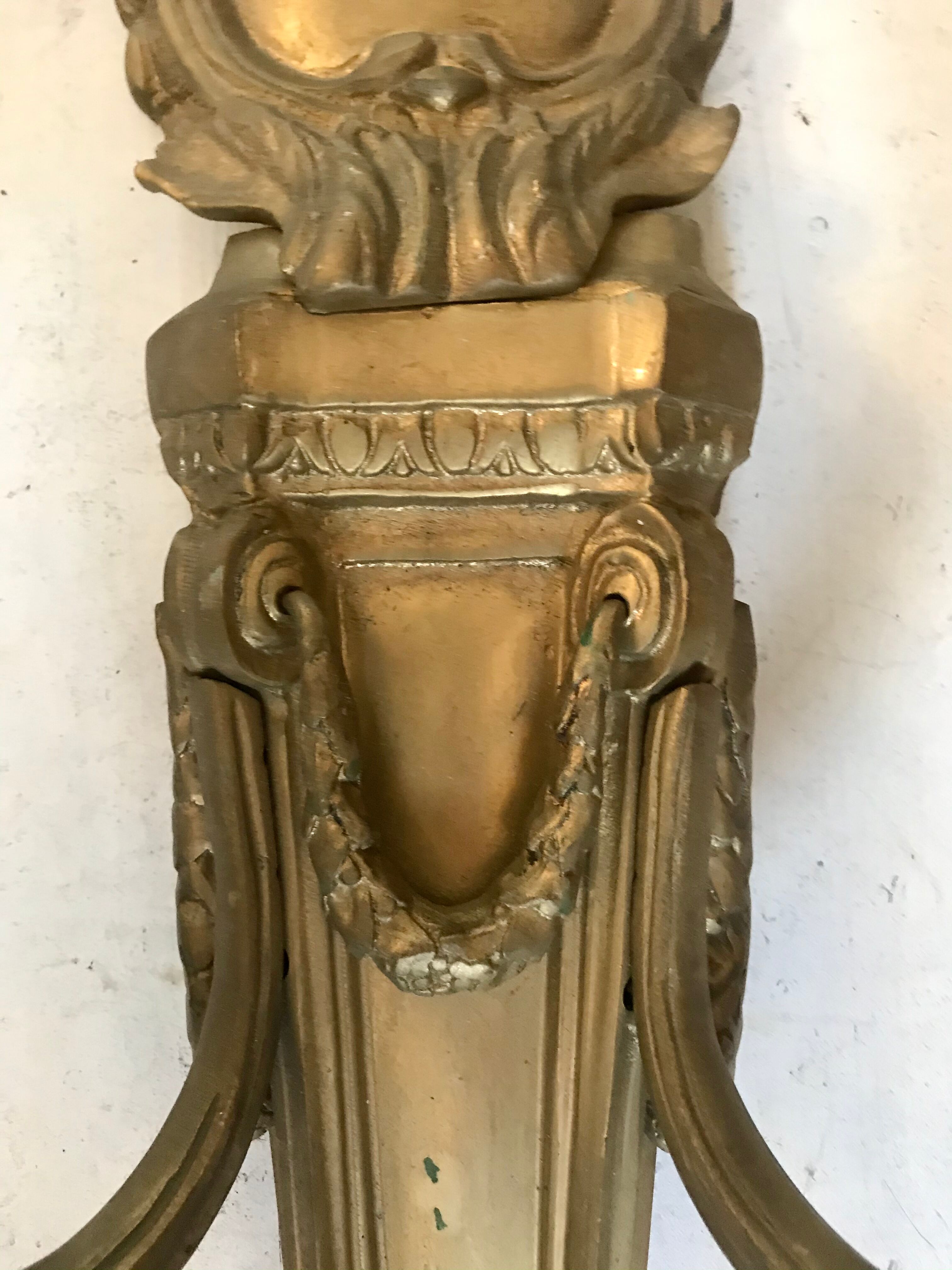 Pair of bronze castle appliques 55cm