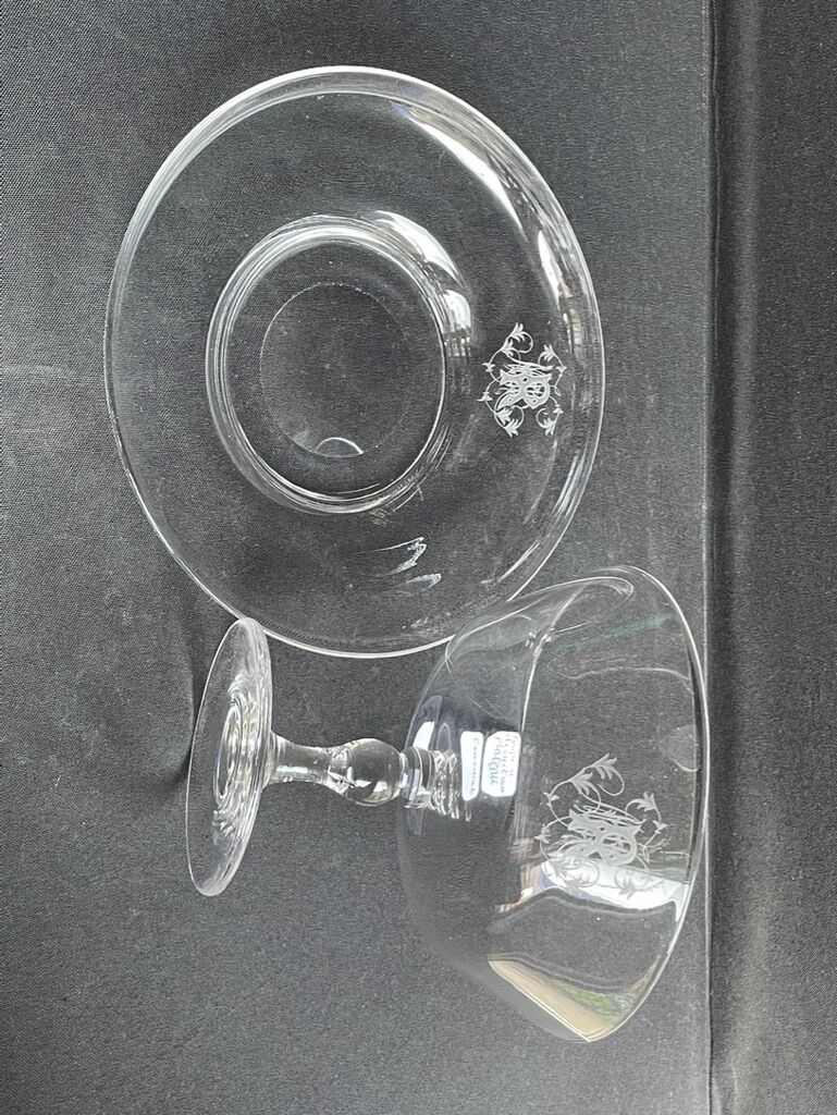 Dessert cup (compotier) with monogrammed light crystal top