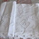 Old sheet cotton embroidery Richelieu white monograms MC 200 x 315 back 80 cm