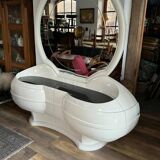 Space Age vanity table with large oval mirror