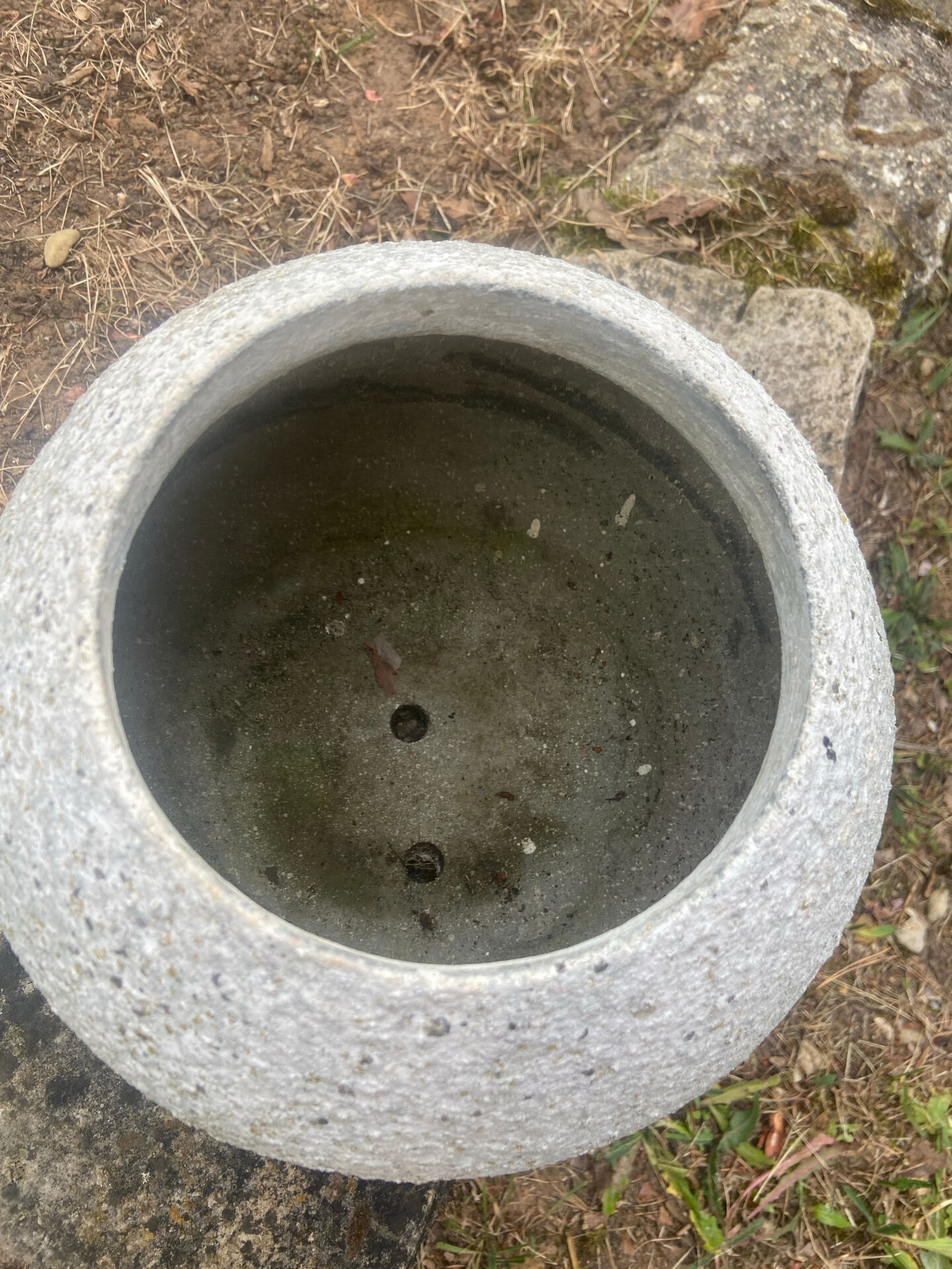 1960s concrete ball planter